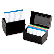 Index Card Boxes, W/Lid, 4"x6", 400 Card Cap, Black