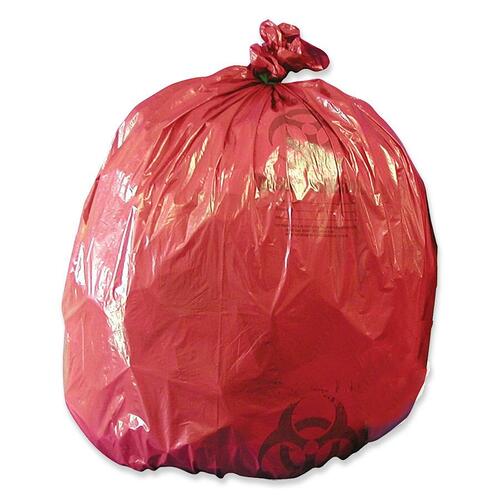 Biohazard Can Liners,10 Gallon,1.2 mil,24"x24",50/BX,Red