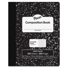Compostion Book, 9-3/4"x7-1/2", 1/5" Quad, 100Shts, BKME