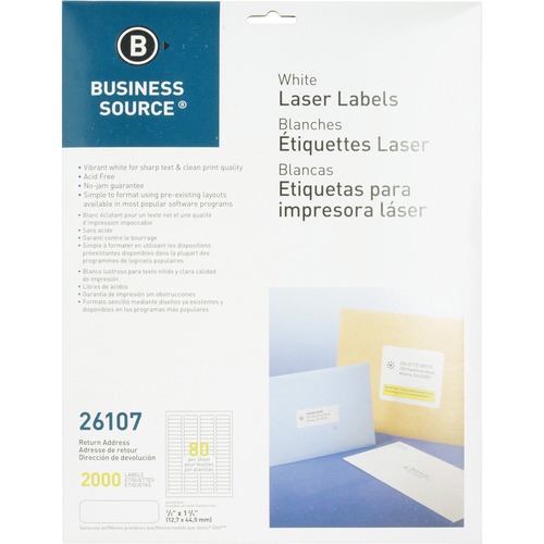 Mailing Labels,Return Address,Laser,1/2"x1-3/4",2000/PK,WE