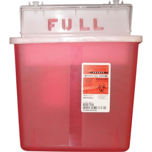 Sharps Container,w/ Counter Balanced Lid, 5 Quart, Red