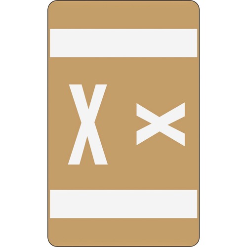Color Coded Label, "X", 100/PK, Light Brown