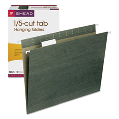Hanging Folders, 1/5 Tab Cut, Letter Size, Standard Green