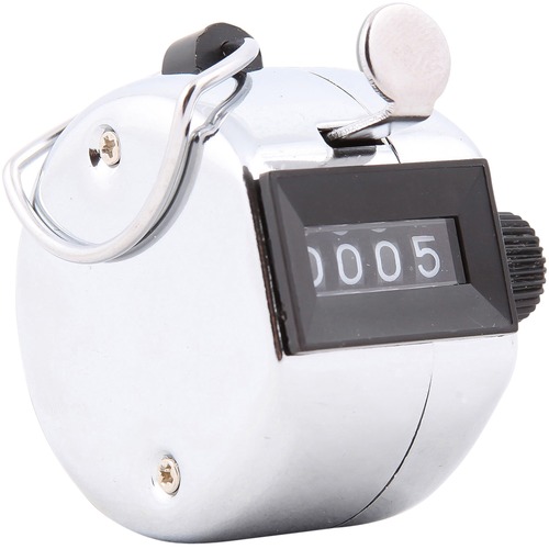 Tally Counter, Count to 9999, Silver/Black