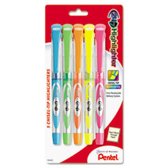 Highlighters, Chisel Point, 5/PK, YW, PK, OE, BE, GN