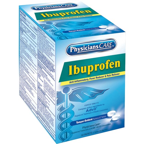 Ibuprofen Single Packets, Medication Tablets, 2/PK, 50/BX