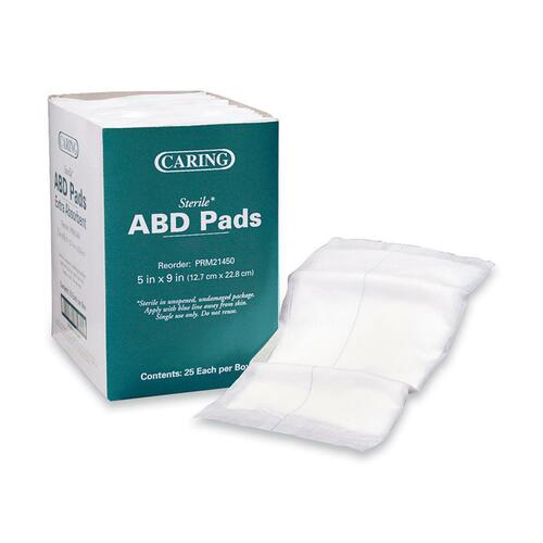 Abdominal Pads, Sterile, 5"x9", 25/BX, White