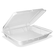Hinged Foam Container,9-1/2"x9-1/4"x3"",200/CT, White