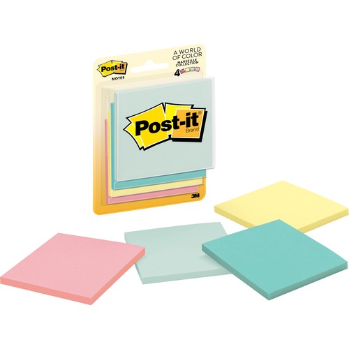 Post-it Notes, Original Pad, 3"x3", 50 SH/PD, 4/PK, Pastel