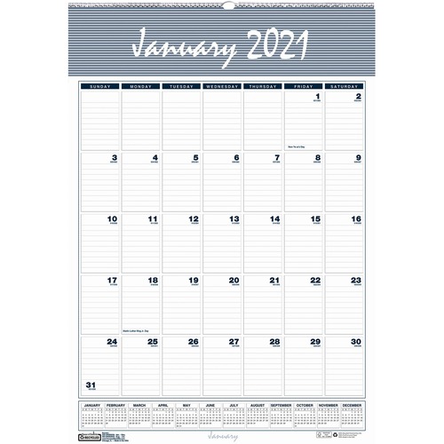 Wall Calendar,Wirebound,12 Months,Jan-Dec,8-1/2"x11",BE/GY