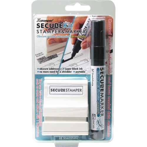 Small Security Stamp Kit, w/Marker, 1/2"x1-11/16", Black
