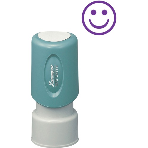 Specialty Stamp,Smiley Face,5/8",Pre-Inked,Purple