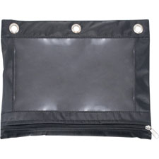 Binder Pouch, Clear Front, Zipper Closure, 7.38"x10", Black