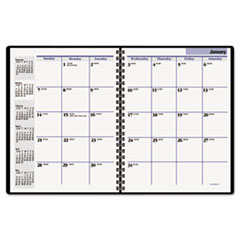 Monthly Planner, 12 Mths Jan-Dec, 6-7/8"x8-3/4", Black