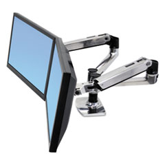 Desk Mount Dual LCD Monitor Arm, LX, 19.6"x18"x6.8", Silver