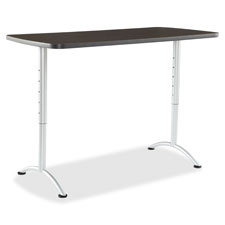 Adjustable Height Table,30-42"x30"x60",Gray Walnut/Silver