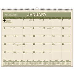 Monthly Wall Calendar,12-Mth Jan-Dec,15"x12",Cream/GN