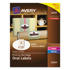 Oval Labels, 2"x3-1/3", 80/PK, Ivory Textured