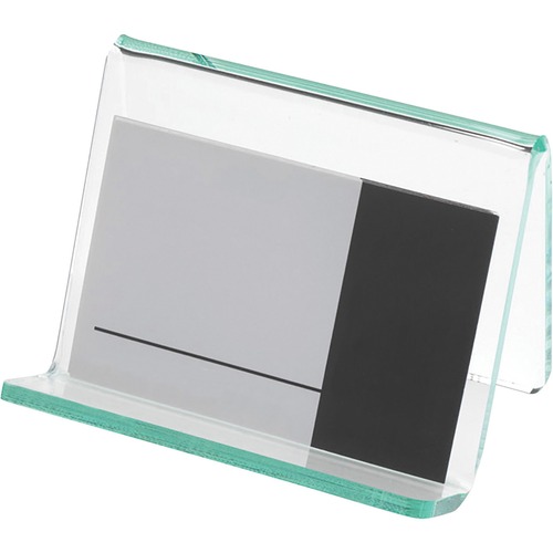 Business Card Holder, 3-1/4"x3"x2-5/8", Clear/Green