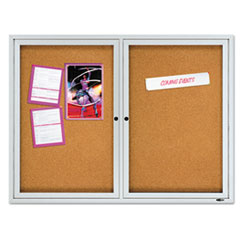 Enclosed Cork Outdoor Bulletin Board,2-Door,4'x3',AM Frame