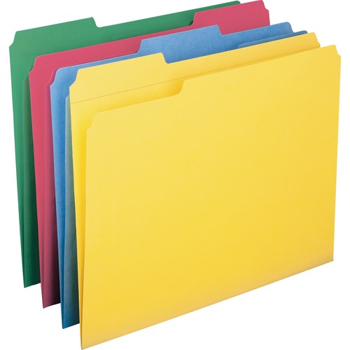 File Folder, 1/3 AST Tab Cut, Letter-Size, 12/PK, Assorted