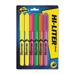 Pen Style Highlighters, Chisel Point, 6/ST, AST