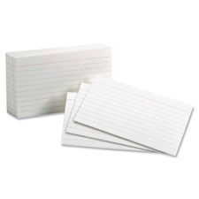 Index Cards, Ruled, 8 Pt., 85 lb., 3"x5", 100/PK, White
