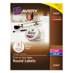 Round Labels, 2", 120/PK, Clear/Glossy