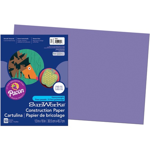 Construction Paper,Smooth Textured,12"x18",50/PK,Violet