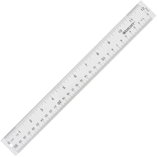 Plastic Ruler, Acrylic, 12" Long, Clear