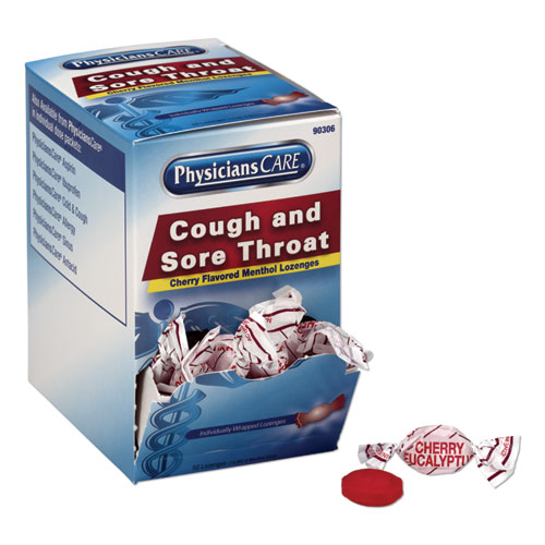 Sore Throat Lozenges, 50/BX, Cherry Flavored