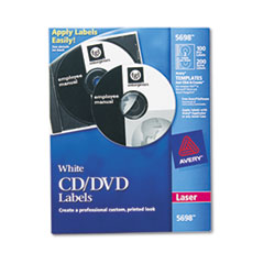 CD Labels, Laser, 100/PK, White