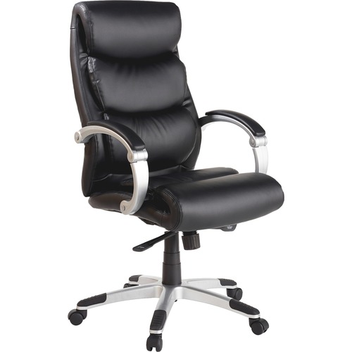 Exec High-Back Chair, Leather, Flex Arms,27"x30"x46-1/2", BK