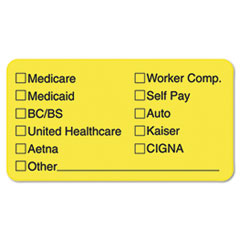 Insurance Labels, f/ Medical Office,3-1/4"x1-3/4",250/RL,YW