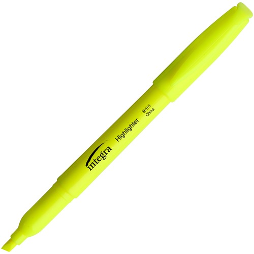 Pen Style Highlighter, Chisel Tip, 12/PK, Fluorescent Yellow