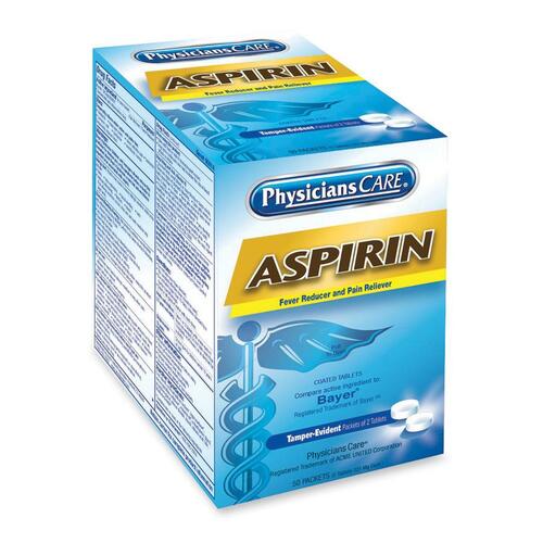 Aspirin, Individual Packets, 2/PK, 50/BX