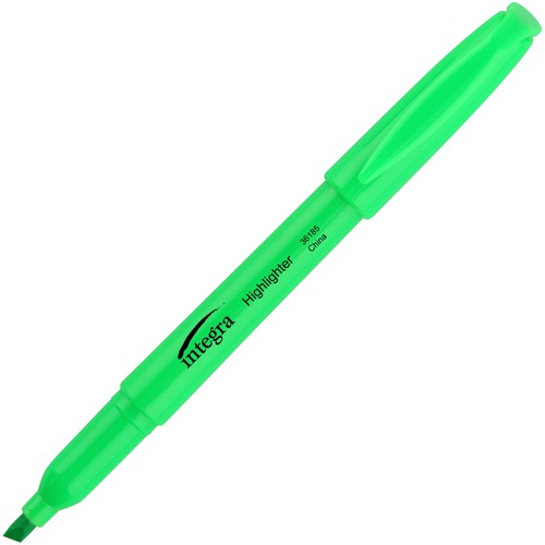 Pen Style Highlighter, Chisel Tip, 12/PK, Fluorescent Green