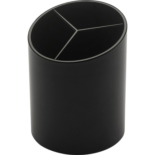 Large Pencil Cup, 3 Compartments, 3"x3"x4-1/8", Black
