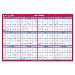 Wall Calendar,2-Sided,Horz/Vert,12 Months,36"x24",Red/Blue