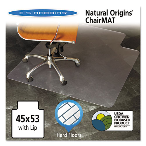 Lip Chairmat, Hard Floor, 45"x53", Lip 25"x12", Clear