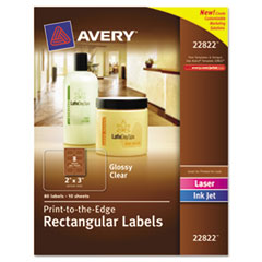 Labels, Rectangle, 2"x3", 80/PK, Glossy Clear