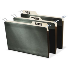 Tab View Hanging File Folders, Legal, 20/Pk, Green