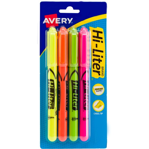 Pen Style Highlighters,Chisel Point,4-Color/ST,FL Asstd