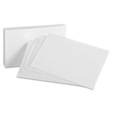 Index Cards, Blank, 8 Point, 85 lb., 3"x5", 100/PK, White