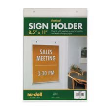 Wall Sign Holder, Vertical, 8-1/2"x11", Clear