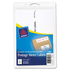 Postage Meter Labels, 1-3/16"x6", 60/PK, White