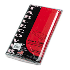 Plastic Table Cover, Rectangular, 54"x108", 6/PK, Red