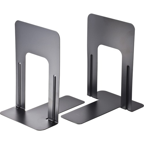 Nonskid Steel Bookends, 5-7/8"x8-1/4"x9", Black