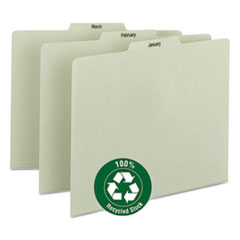 Monthly Pressboard File Guide, 1/3 Tab Cut, Gray Green