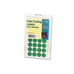 Removable Labels, 3/4" Round, 1008/PK, Green